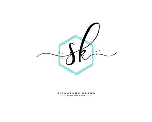 S K SK initial logo handwriting  template vector