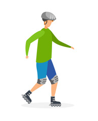 Roller Skating Child Flat Vector Illustration