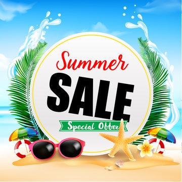 Summer sale on white circle frame 001