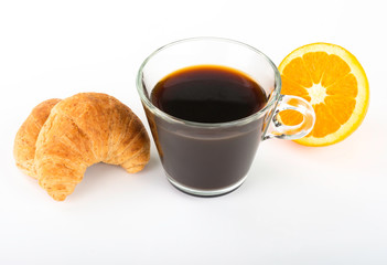 coffee and bread with orange