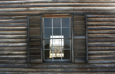 Window in an old wooden house