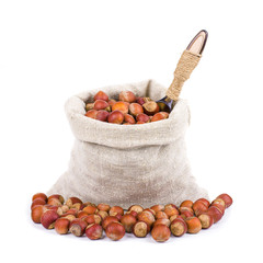Nuts in a canvas bag