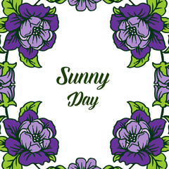 Vector illustration purple flower frame for banner sunny day
