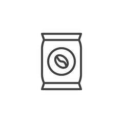 Coffee beans package line icon. linear style sign for mobile concept and web design. Coffee pack outline vector icon. Symbol, logo illustration. Pixel perfect vector graphics