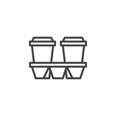 Take away coffee cups line icon. linear style sign for mobile concept and web design. Two cardboard coffee cups outline vector icon. Symbol, logo illustration. Pixel perfect vector graphics