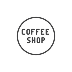 Coffee shop circle label line icon. linear style sign for mobile concept and web design. Coffee shop sticker outline vector icon. Symbol, logo illustration. Pixel perfect vector graphics