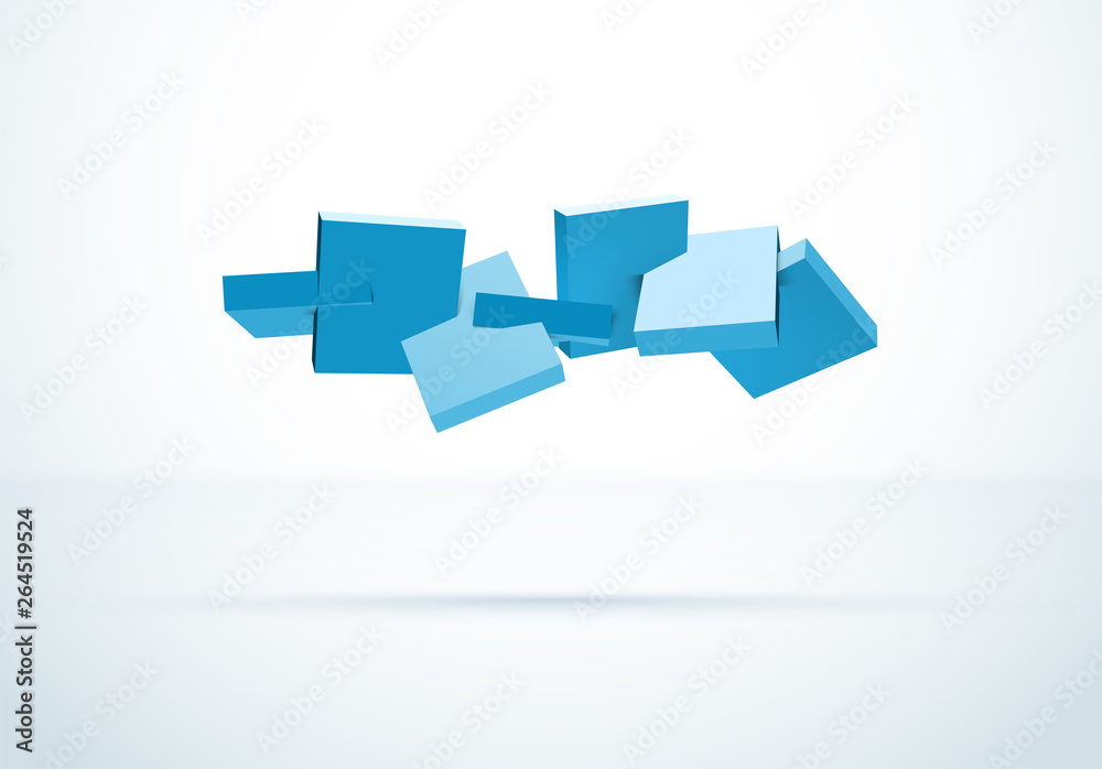 Poster Abstract 3D background with blue cubes in motion