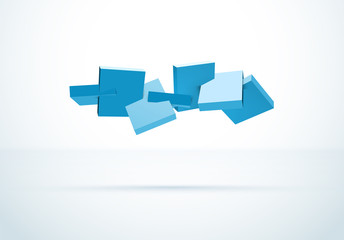 Abstract 3D background with blue cubes in motion