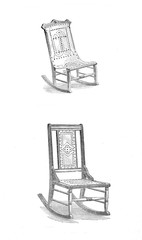set of old rocking chairs isolated on white