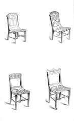 set of old chairs isolated on white