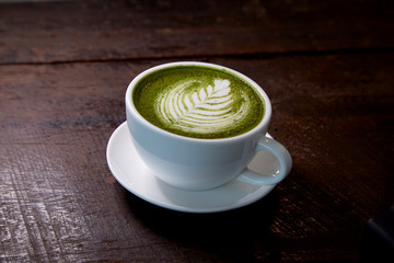 Matcha green tea latte hot drink