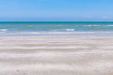 Beach, blue sea and sky on sunny day for background