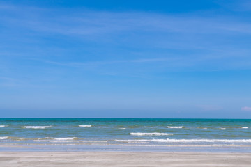 Fototapeta na wymiar Beach, blue sea and sky on sunny day for background