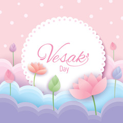 Vesak day with lotus flowers on pink background