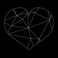 Abstract geometric heart of lines and dot, polygonal shape. Valentine s day background eps10