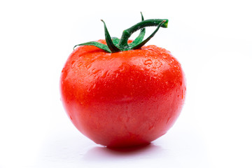 fresh red tomatoes on white background