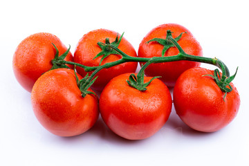 fresh red tomatoes on white background