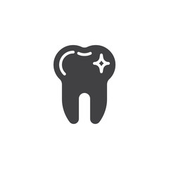 Clean tooth vector icon. Teeth shine filled flat sign for mobile concept and web design. Healthy tooth glyph icon. Dentistry, stomatology and dental care symbol, logo illustration. Pixel perfect 