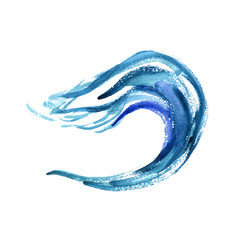 Sea wave. Abstract watercolor hand drawn illustration, Isolated on white background.