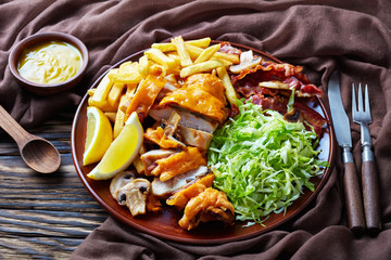 sliced australian grilled chicken breast, top view