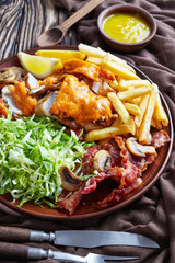 sliced australian grilled chicken breast, top view