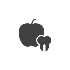 Dental apple vector icon. filled flat sign for mobile concept and web design. Apple and tooth glyph icon. Dentistry, stomatology dental care symbol, logo illustration. Pixel perfect vector graphics