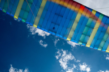 Paragliding through clear blue skies