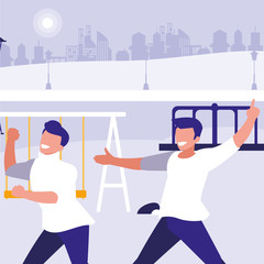 young dancers couple dancing in the park