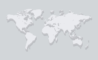 Fototapeta na wymiar Abstract world map. White 3d silhouette.