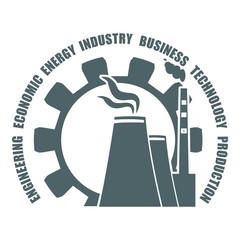 Gear and atomic power station icon. Industrial relative set