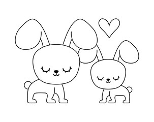 couple of cute rabbit animal character