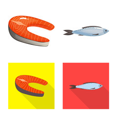 Isolated object of fresh  and restaurant sign. Collection of fresh  and marine   stock vector illustration.