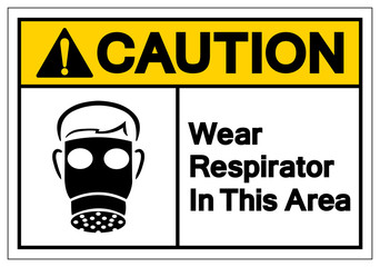 Caution Wear Respirator In This Area Symbol Sign, Vector Illustration, Isolate On White Background Label. EPS10