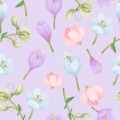 Fototapeta na wymiar Seamless pattern with spring flowers