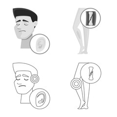 Vector illustration of hospital and rendering symbol. Collection of hospital and help vector icon for stock.