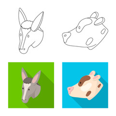 Isolated object of agriculture and breeding symbol. Set of agriculture and organic  vector icon for stock.