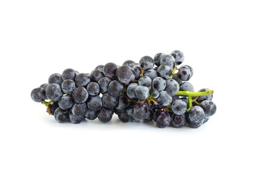 Fresh delicious black grape bunch fruit isolated on white background