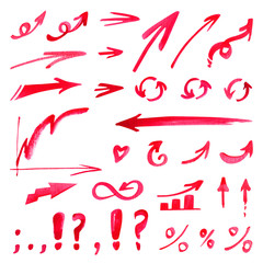 Infographics Arrows icon graphics set watercolor red