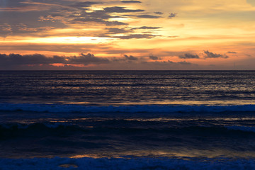 Colorful of sunset on sea scape at Samila Beach, Sunrise over the beach, Phuket, Thailand.