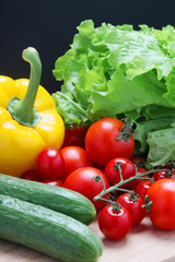Bright vegetables at the table