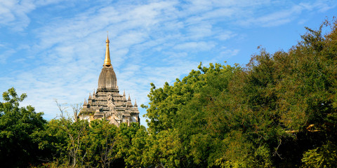 View of buddhist temple,stupa,in the historical park of Bagan,Myanmar