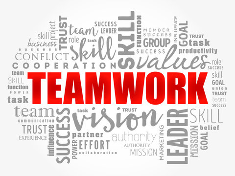 Teamwork word cloud collage, business concept background