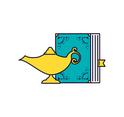 koran book with teapot ramadan kareem