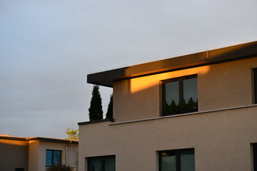 buildings in germany kissed by the first sunrays in the morning