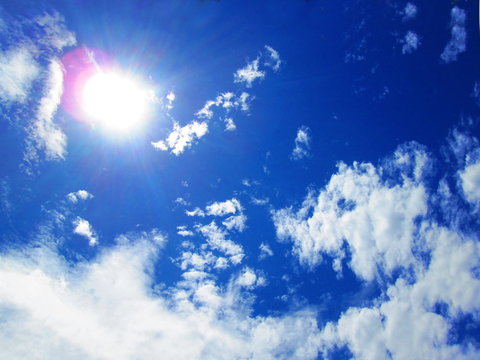 青い空と太陽