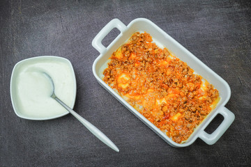 Meat cutlet in the pan.