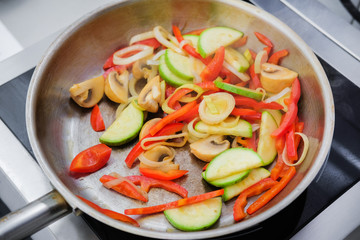 Slicing vegetables on the cutting Board.