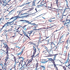 Tropical seamless pattern. Watercolor messy palm l