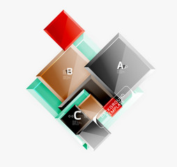 Geometrical design squares abstract banner, glossy shiny effects