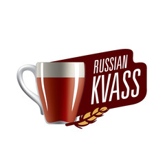 Vector illustration of a mug with Russian kvass. Isolated on white background